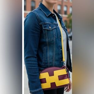 Chic Burgundy and Yellow Crossbody Bag